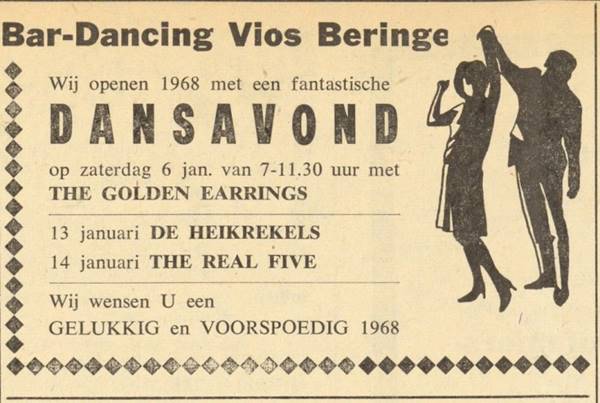 The Golden Earrings show ad scan January 06 1968 Beringe - Bar Dancing Vios